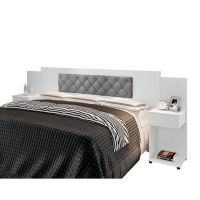 Cabeceira Casal Capitonê Branco Cinza