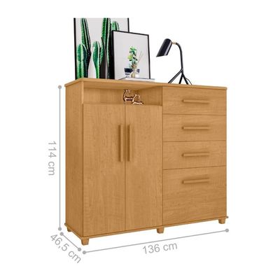 Cômoda Com 2 Portas E 4 Gavetas Seábra Naturalle