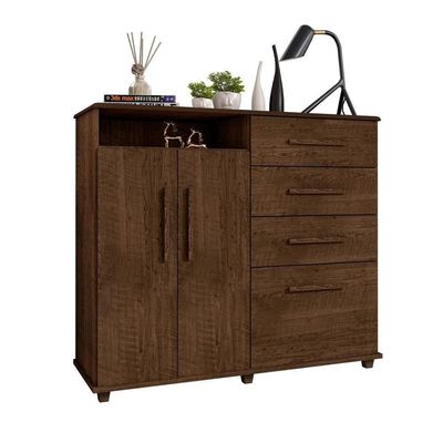 Cômoda Com 4 Gavetas 2 Portas Nugel Malbec