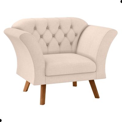 Conjunto Poltrona Decorativa Roseira Linha Bege