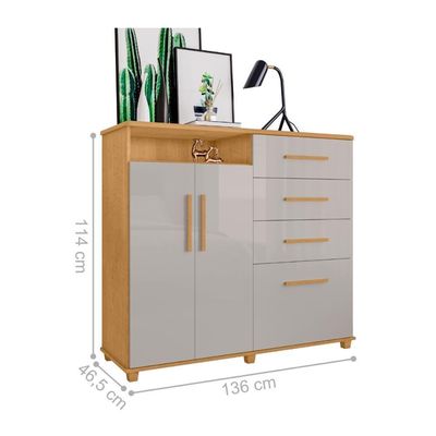 Cômoda Com 2 Portas E 4 Gavetas Seábra Naturalle Off White