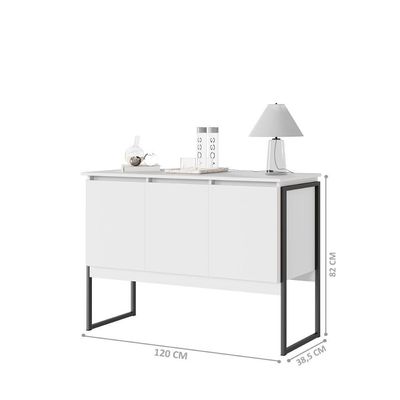 Aparador Buffet Para Sala Industrial Oslo Branco Preto