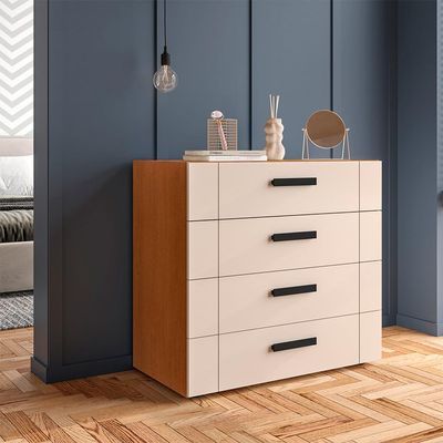 Cômoda Lisboa 4 Gavetas Bege e Freijó