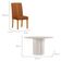 Conjunto de Mesa Redonda com Tampo de Vidro Off White e 6 Cadeiras Serena Poliéster Terracota e Ypê