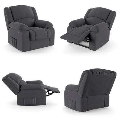 Poltrona Do Papai Reclinável Pietra Power Touch Fh9 Veludo Cinza - Mpozenato