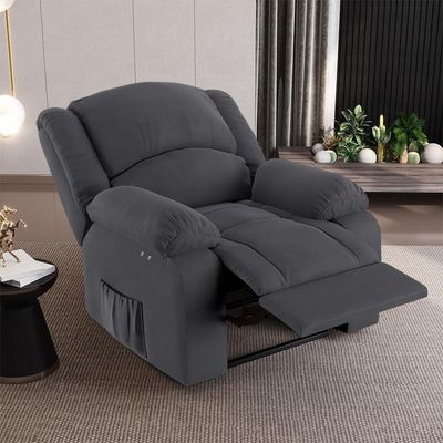 Poltrona Do Papai Reclinável Pietra Power Touch Fh9 Veludo Cinza - Mpozenato
