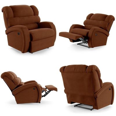 Poltrona Do Papai Reclinável Kalie Power Elétrica Massagem Fh9 Veludo Terracota - Mpozenato