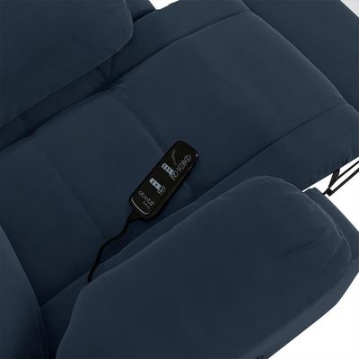 Poltrona Do Papai Reclinável Pietra Glider Giratória Massagem Fh9 Veludo Azul - Mpozenato