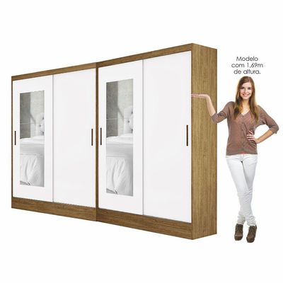 Closet Casal Belém 4 Pts Com Espelho 4 Gvts Carioca Móveis.