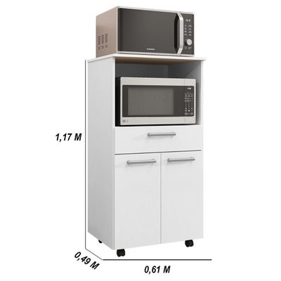 Balcão De Cozinha Duplo Forno 2 Portas E 1 Gaveta Duetto - Branco/supremo