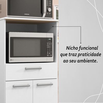 Balcão De Cozinha Duplo Forno 2 Portas E 1 Gaveta Duetto - Branco/supremo