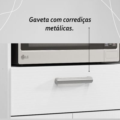 Balcão De Cozinha Duplo Forno 2 Portas E 1 Gaveta Duetto - Branco/supremo