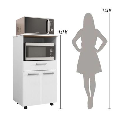 Balcão De Cozinha Duplo Forno 2 Portas E 1 Gaveta Duetto - Branco/supremo