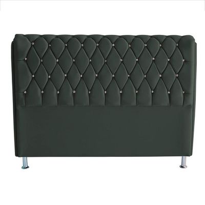 Cabeceira De Cama Box Londres King 195 Cm Suede Botão De Strass Grafite Do Lar Móveis E Decoração