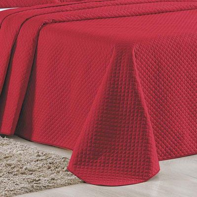 Kit Cobre Leito Colcha Ideale Queen 3 Peças Matelado Geométrico - Vermelho - 100% Poliéster