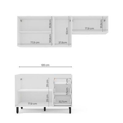 Cozinha Compacta Sem Tampo Amara 6 Portas 3 Gavetas Branca