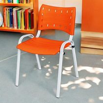 Cadeira Iso Base Branco Igreja, Escola, Escritório - Laranja Kit 6 Peças