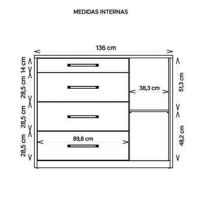 Cômoda Sapateira 1 Porta 4 Gavetas Marrom Palacius Caemmun