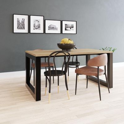 Mesa De Jantar Bronx 160x90x77cm Brmj9160 Vermont Oak - Est.preta Vermont Oak/est.preta