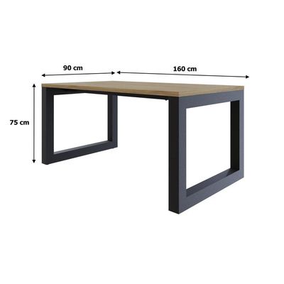 Mesa De Jantar Bronx 160x90x77cm Brmj9160 Vermont Oak - Est.preta Vermont Oak/est.preta