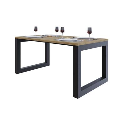 Mesa De Jantar Bronx 160x90x77cm Brmj9160 Vermont Oak - Est.preta Vermont Oak/est.preta