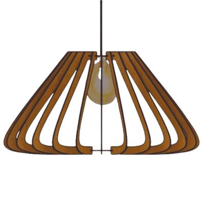 Luminária Teto Tipo Pendente Macau Mdf Completa - MDF Marrom