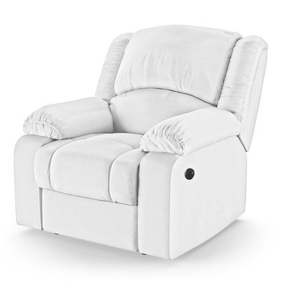 Poltrona Do Papai Reclinável Pietra Power Elétrica Usb Fh9 Pu Branco - Mpozenato