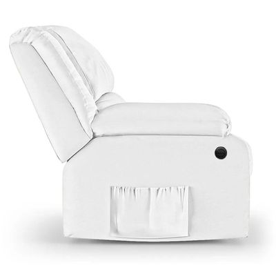 Poltrona Do Papai Reclinável Pietra Power Elétrica Usb Fh9 Pu Branco - Mpozenato