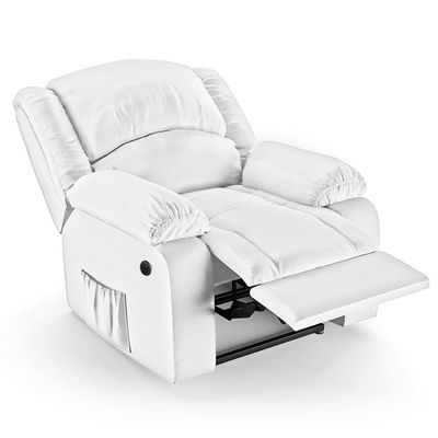 Poltrona Do Papai Reclinável Pietra Power Elétrica Usb Fh9 Pu Branco - Mpozenato