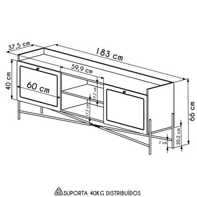 Rack Para Sala Bancada De 65 Pol Pé Metal Arlo Hanover-dourado - Mpozenato