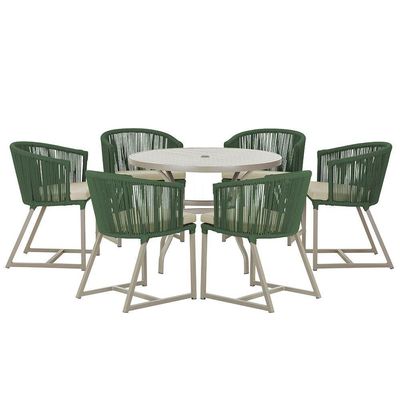Mesa E 6 Cadeiras De Jantar Noronha Fendi E7 Trama Original Verde