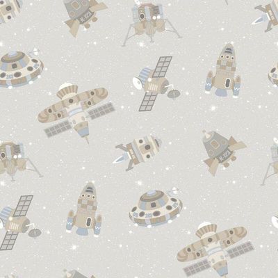 Papel De Parede Nave Espacial G78412 Greige E Gliter Tiny Tots 2 - G78412