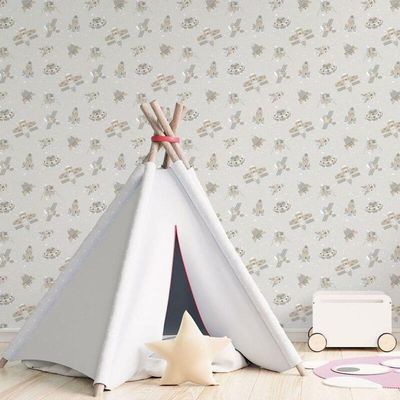 Papel De Parede Nave Espacial G78412 Greige E Gliter Tiny Tots 2 - G78412