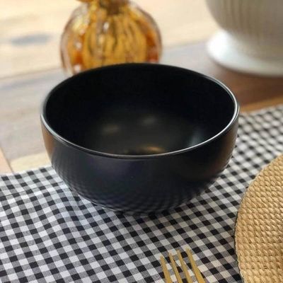 10 Tigelas de Vidro Opalino 700ml Diwali Black 14x8cm Lyor Bowl Petiscos Cumbuca