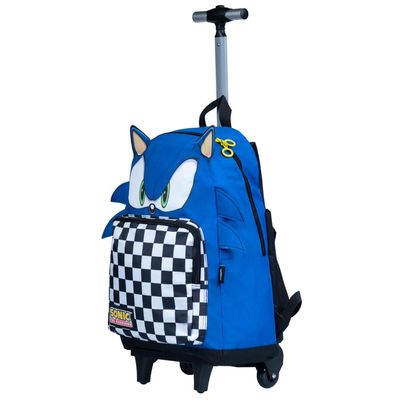 Mochila Escolar Masculina de Rodinhas Sonic Azul U / Azul