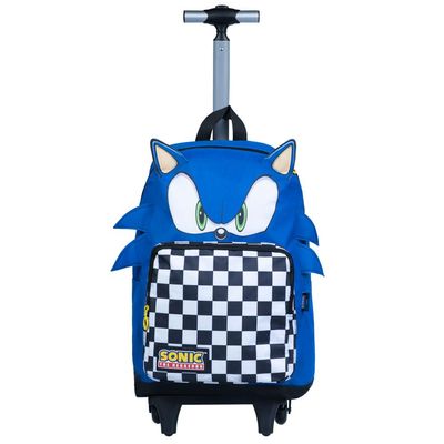 Mochila Escolar Masculina de Rodinhas Sonic Azul U / Azul