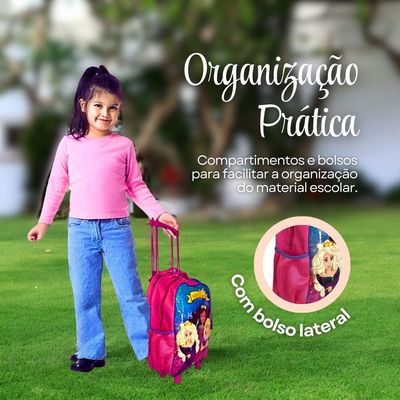 Kit Mochila Infantil Escolar Com 3 Peças Princesas Rosa-roxo