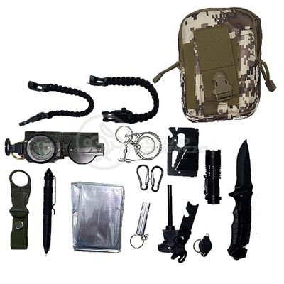Kit De Emergência E Atividades Camping Bolsa Camuflada Sobrevivência Selva Escoteiro Acampar