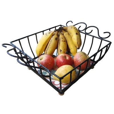 Fruteira De Mesa Ferro E Azulejo Quadrada Grande Pra Cozinha Azulejo G3