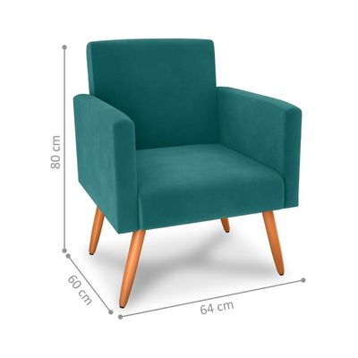 Poltrona Para Decoração Belém Veludo Verde Menta