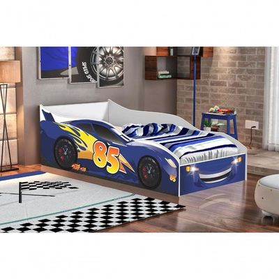 Cama Carro De Solteiro Verona Raio Azul