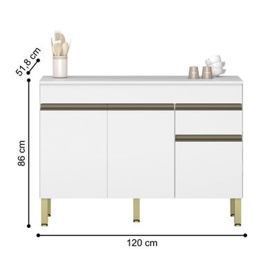 Balcão 3p 1g 1200 Line Com Tampo Supremo