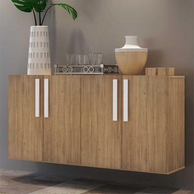 Aparador Buffet 4 Portas Suspenso Viena Rustic/branco