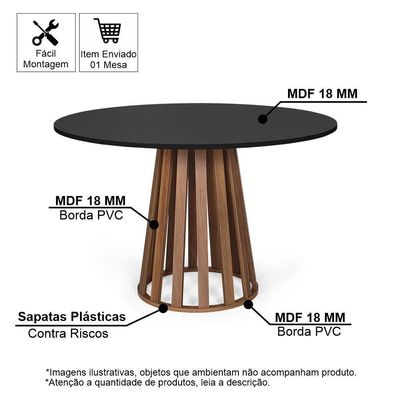 Mesa De Jantar Redonda Gabi Pret/nor Com 4 Cadeiras Estofadas Ella Cinza Claro