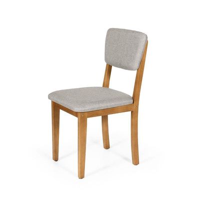 Mesa De Jantar Redonda Gabi Pret/nor Com 4 Cadeiras Estofadas Ella Cinza Claro