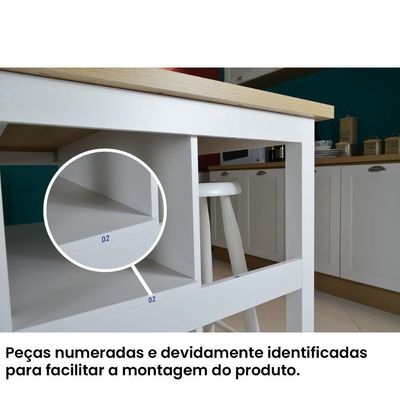 Bancada Gourmet Ilha Cozinha com Iluminação Ditália Branco