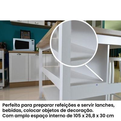Bancada Gourmet Ilha Cozinha com Iluminação Ditália Branco