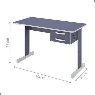Mesa De Escritório Azul Escrivaninha Com 2 Gavetas Boston