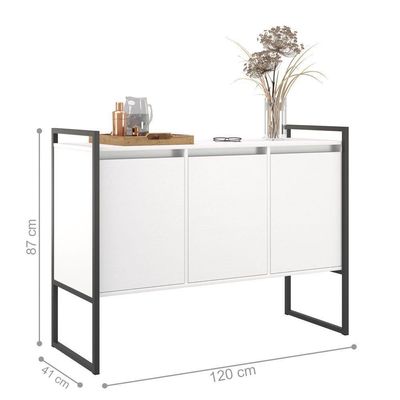 Buffet 3 Portas Rouxe Branco Conjunto 2 Unidades