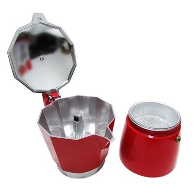 Cafeteira Italiana Vermelha 6 Xicaras Moka Pequena Cafe Expresso Cafezinho Manual Premium Pequena Vintage Luxo